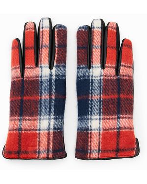 Desigual Tartan Gloves - Red
