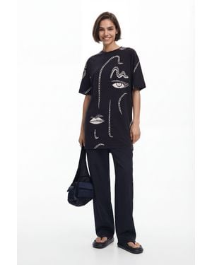 Desigual Illustrated Dress, Cotton - Black