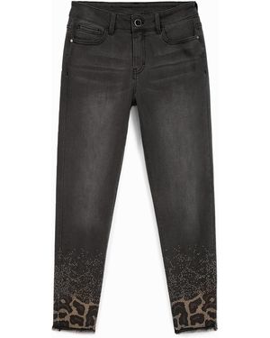 Desigual Pantalón Vaquero Skinny Abalorios - Negro