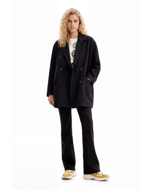 Desigual M. Christian Lacroix Double-Breasted Wool Coat - Black