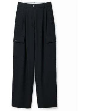 Desigual Wide Cargo Trousers - Black