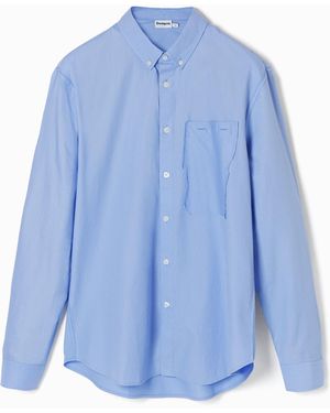Desigual Patchwork Poplin Shirt, Cotton - Blue