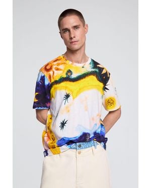 Desigual Cosmos Print T-Shirt, Cotton - Blue