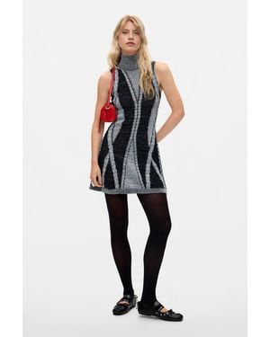 Desigual High Neck Knit Dress - Black