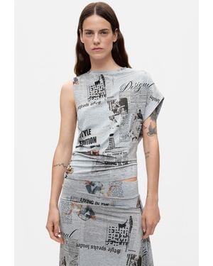 Desigual Camiseta Estampada 100% Algodón, Viscosa, Negro - Gris