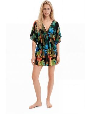 Desigual Tropical Tunic Dress, Viscose - Blue