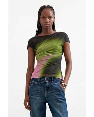 Desigual Short Sleeve Knit T-Shirt, Polyester - Green
