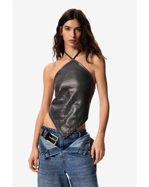 Desigual Sleeveless Blouse Masha Popova, Cotton - Blue