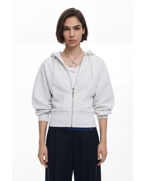 Desigual Plain Hoodie, Cotton - White