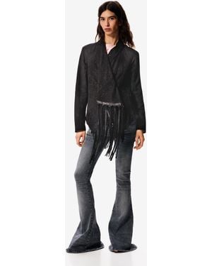 Desigual Asymmetric Jacket 100% Leather Masha Popova, Goat - Black