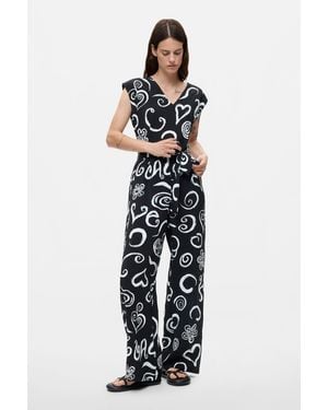 Desigual Printed Letter Jumpsuit - White