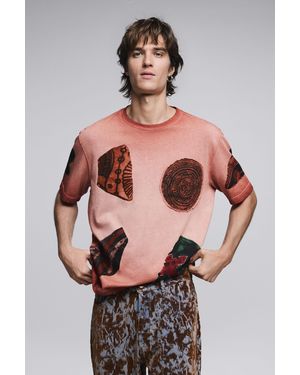 Desigual Short-Sleeve Patchwork T-Shirt - Orange