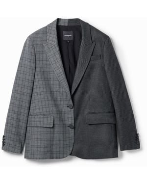 Desigual Straight Houndstooth Patch Blazer - Black