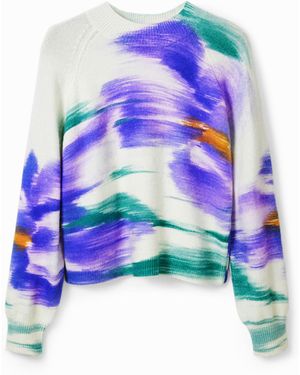 Desigual Pullover Unscharfe Blumen - Weiß