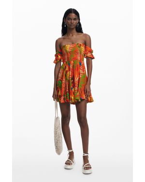 Desigual Bardot Mini Dress, Viscose - Orange