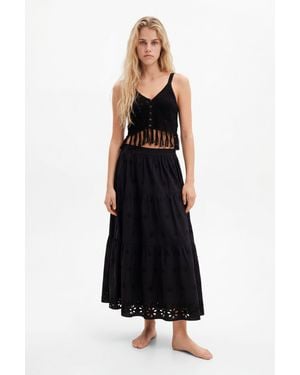 Desigual Crochet Crop Top, Cotton - Black