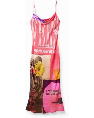 Desigual Collage Lingerie Midi Dress - Red