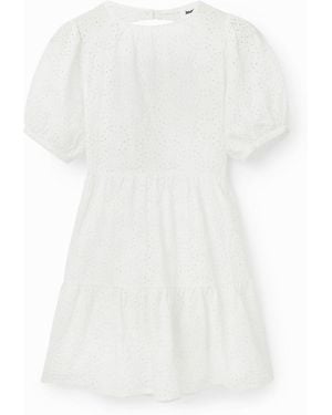 Desigual Short Swiss Embroidery Dress, Cotton - White