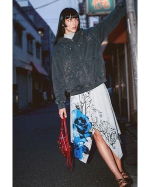 Desigual Sudadera Brillos Cremallera, Mujer, Algodon, Negro - Azul