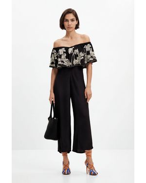 Desigual Mono Midi Palmeras Stella Jean, Viscosa, Negro