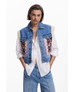 Desigual Jeansweste Mit Lammfell, Baumwolle, Blau