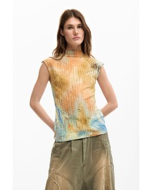 Desigual Textured T-Shirt, Polyester - Green