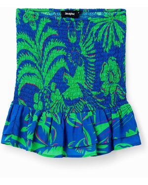 Desigual Slim Tropical Mini Skirt, Viscose - Blue