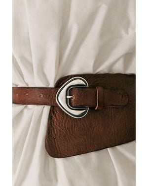 Desigual Studio Leather Sash Belt, Cow Leather - Brown