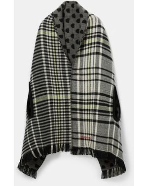 Desigual Reversible Checks Square Poncho - Black