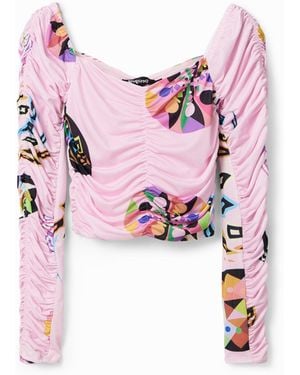 Desigual M. Christian Lacroix Ruched Blouse, Polyester - Pink