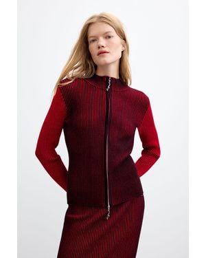 Desigual Fine Zip Sweater - Red