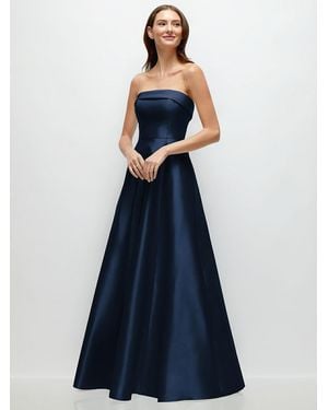 Alfred Sung Strapless Bias Cuff Bodice Satin Gown With Pockets - Blue