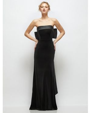After Six Velvet Maxi Dress With Strapless Satin Cuff & Long Bow - Black