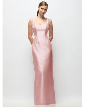Alfred Sung Scoop Neck Satin Column Maxi Dress - Pink