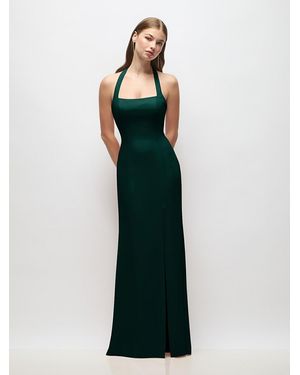 Thread Bridesmaid Tie Halter Open Back Trumpet Gown - Black