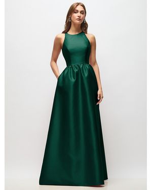 Alfred Sung Sleeveless Keyhole Back Satin Maxi Dress - Green
