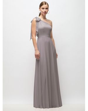 After Six Draped One-Shoulder Maxi Dress With Scarf Bow - White