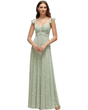 After Six Convertible Ruffle Strap Chiffon Maxi Dress With Full Circle Skirt - Green