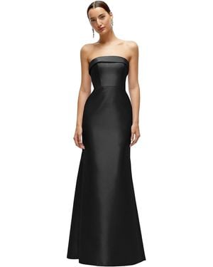 Alfred Sung Strapless Cuff Neckline Satin Trumpet Gown - Green