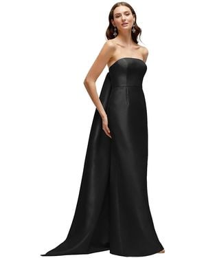 Alfred Sung Strapless Satin Column Dress With Removeable Watteau Train - Black