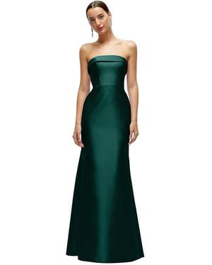 Alfred Sung Strapless Cuff Neckline Satin Trumpet Gown - Green