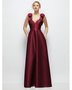 navy blue dress for baby girl Alfred Sung V-Neck Sleeveless A-Line Satin Gown