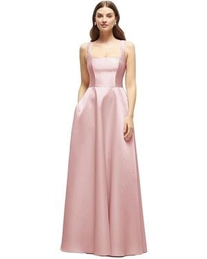 The Dessy Group Square-Neck Satin Maxi Dress With Full Skirt - Pink