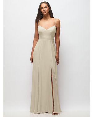 After Six Tie-Back Cutout Maxi Dress With Front Slit - Natural