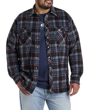 O'neill Sportswear Big & Tall Glacier Plaid Superfleece Flannel Shirt Jacket - Blue
