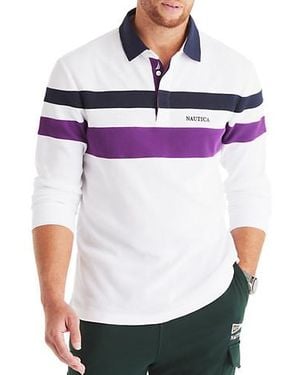 Nautica Big & Tall Striped Waffle-Knit Polo Shirt - Purple