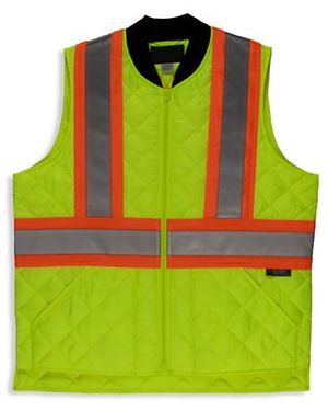 Tough Duck Big & Tall Quilted Zip-Front Reflective Safety Vest - Green