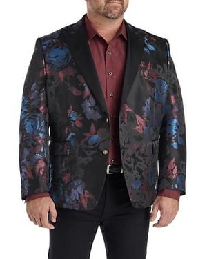 Tallia Big & Tall Bold Floral Sport Coat - Black