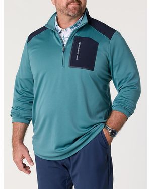 Vineyard Vines Big & Tall Grid Patterned 1 4-Zip Tech Pullover - Blue