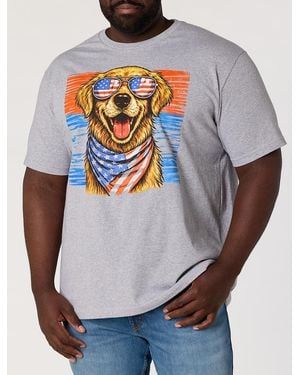 True Nation Big & Tall Independence Day Dog Graphic T-Shirt - Gray